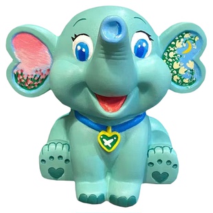 网红小飞象爆款儿童石膏彩绘娃娃大号手工涂色涂鸦diy存钱罐白胚