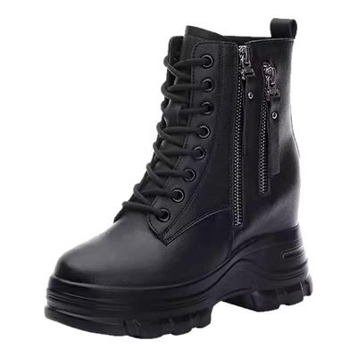 真皮厚底超火内增高马丁靴短靴女