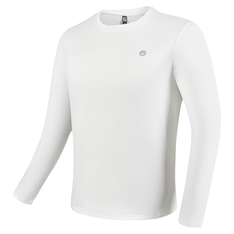 必迈男士加绒保暖衣舒适运动蓄能暖绒长袖白色内搭T恤外穿慢跑衣