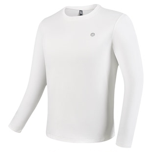 必迈男士加绒保暖衣舒适运动蓄能暖绒长袖白色内搭T恤外穿慢跑衣