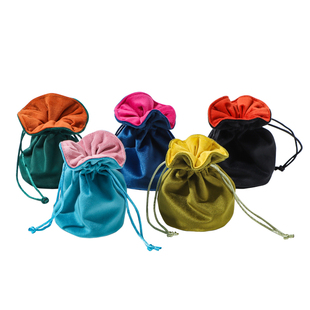 双层高档首饰袋珠宝文玩手串收纳袋绒布袋翡翠黄金手镯抽绳束口袋