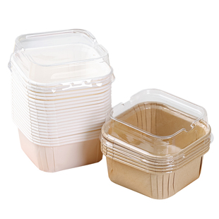 纸杯蛋糕模具方形带盖一次性面包烘焙纸托蛋糕枣糕包装盒专用耐烤