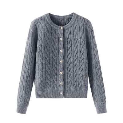 班尼路圆领针织衫女绞花开衫外套