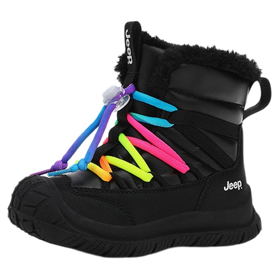 jeep儿童雪地靴加绒加厚2025新款冬季防水防滑男童靴子女童大棉鞋
