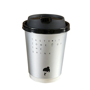 拉丝银铝箔一次性纸杯加厚双层中空双淋膜热饮咖啡奶茶饮料杯子