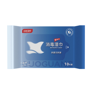 国光消毒湿巾无酒精便携式杀菌抑菌湿纸巾学生随身小包装10片装