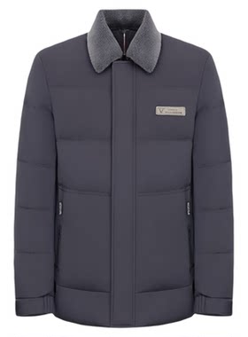 鹅绒羽绒服男毛领休闲短款爸爸装
