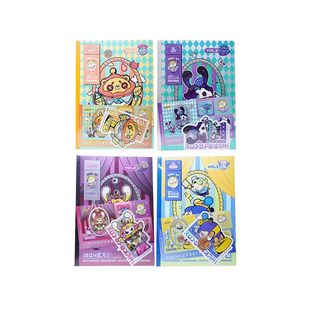 卡游蛋仔派对笔记本软皮A5横线可平摊带贴纸空白日记本子学习用品