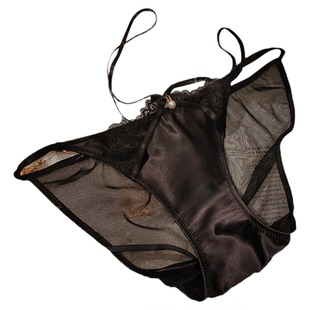 维多利亚性感法式复古缎面蕾丝内裤女透明软网纱细绑带棉裆三角裤