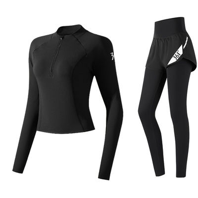 361冬季加绒跑步套装女士晨跑服