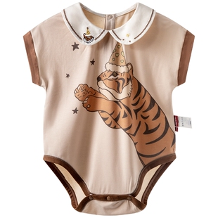 aqpa爱帕包屁衣男宝宝婴儿服莫代尔夏季薄连体衣外出服