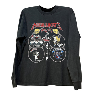 Metallica美式重金属乐队美式高街长袖T恤vintage复古痞帅上衣男