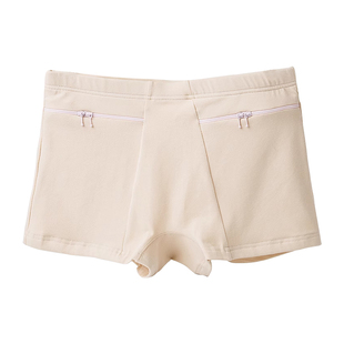 纯棉欧洲旅游防盗内裤带口袋带兜的拉链隐藏防偷藏暗袋钱包安全裤