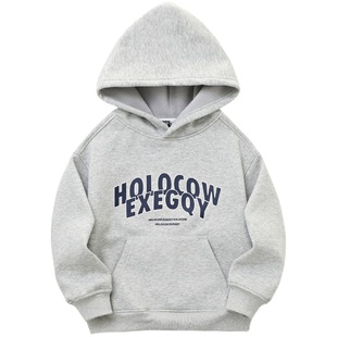 180青少年儿童加绒连帽卫衣 男女童一体绒保暖帽衫中大童冬款童装