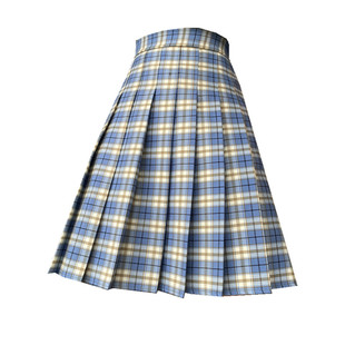 大码高腰格子百褶裙中长款半身裙女胖mm蓬蓬裙JK学院风A字bm裙子