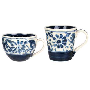 【自营】宗山窑日本进口陶瓷杯石紋手绘咖啡杯家用马克杯早餐杯