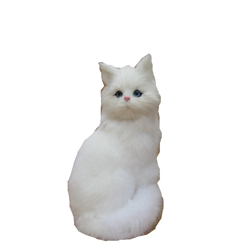 仿真猫咪摆件兔皮毛工艺花猫白猫