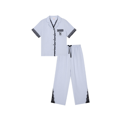 维密宅度假天丝云柔蕾丝印花睡衣