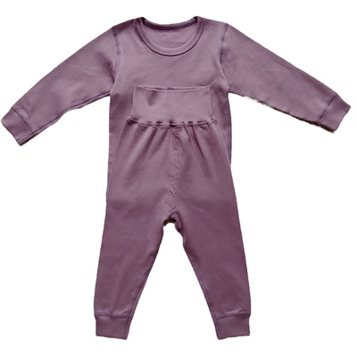 纯棉磨毛秋衣套装男女童高腰护肚