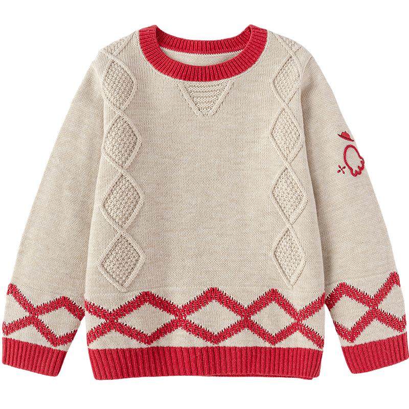 【商场同款】巴拉巴拉童装儿童毛衫男童2026新春菱形格红色拜年服