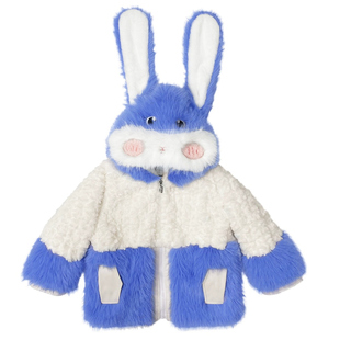 儿童皮草外套女冬季新款兔子棉服中小童加绒加厚棉袄宝宝毛毛上衣