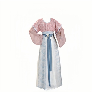 [小唐春]茗月萱原创唐制汉服印刷唐褙子春夏圆领衫齐腰八破裙日常