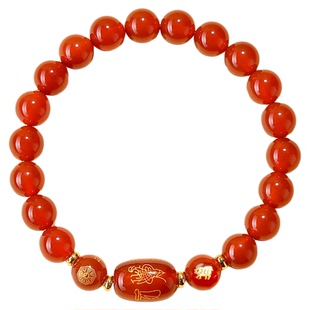 【普陀山正品】2026马年本命年红玛瑙太岁水晶手串手链女款礼物