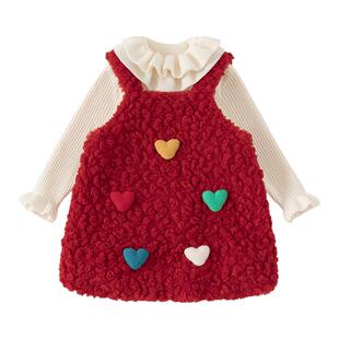 贝贝城女童套装2025冬季新款宝宝加绒加厚洋气时髦儿童裙子秋冬装