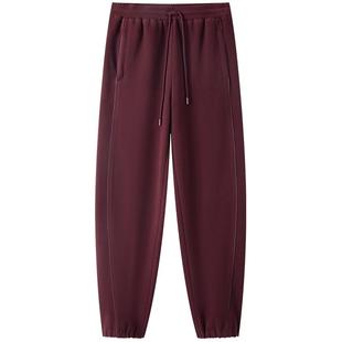 XII BASKET十二篮秋季安可拉红宽松束脚薄绒阔腿运动休闲裤女