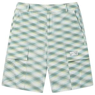 FILA×MAISON KITSUNÉ斐乐男士梭织五分裤2025夏新款菱格纹短裤