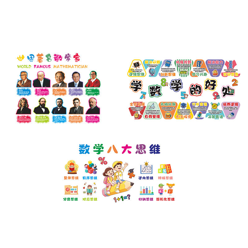 幼儿园班级文化墙贴数学家立体画
