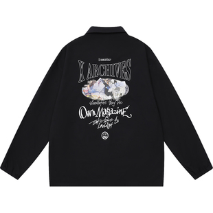 BEASTER奥莱教练夹克男秋季潮牌情侣装美式高街黑色外套