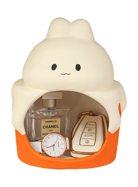 奶油兔可爱钥匙收纳玄关摆件奶油风客厅桌面办公桌轻奢高档装饰品