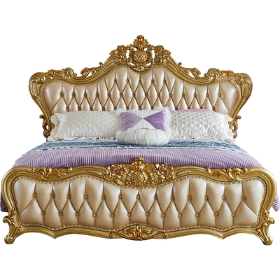 欧帝诺欧式全实木真皮1.8m双人床