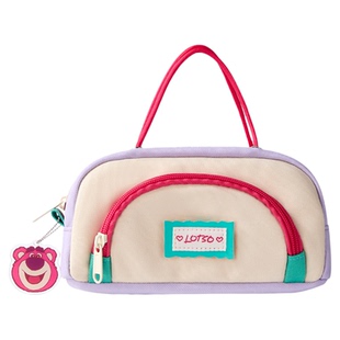 迪士尼撞色拼接笔袋可爱卡通学生文具袋高颜值小众铅笔收纳袋儿童男孩简约多功能收纳包女生大容量带提手笔袋