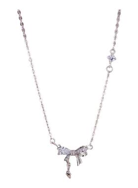 银奥女999纯银蝴蝶结星点项链
