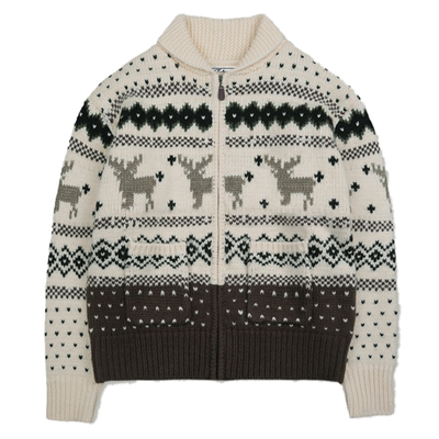 现货孙怡秋瓷炫同款FOLNUA25冬费尔岛羊毛毛衣针织外套韩国代购