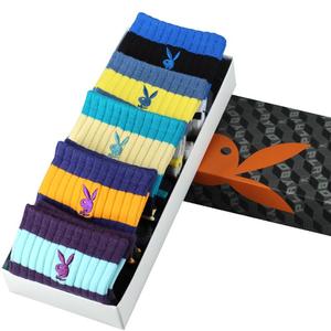 花花公子袜子男士纯棉防臭吸汗短袜男袜中筒运动全棉抗菌袜春秋款