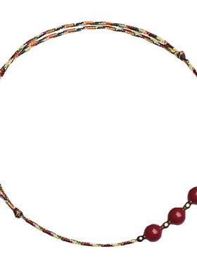 端午节朱砂五彩绳转运珠好运手链