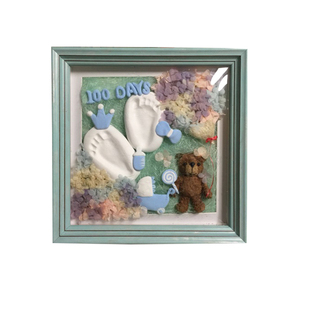 宝宝手脚印相框衍纸画框 素兰 米白色标本框美甲框永生花框