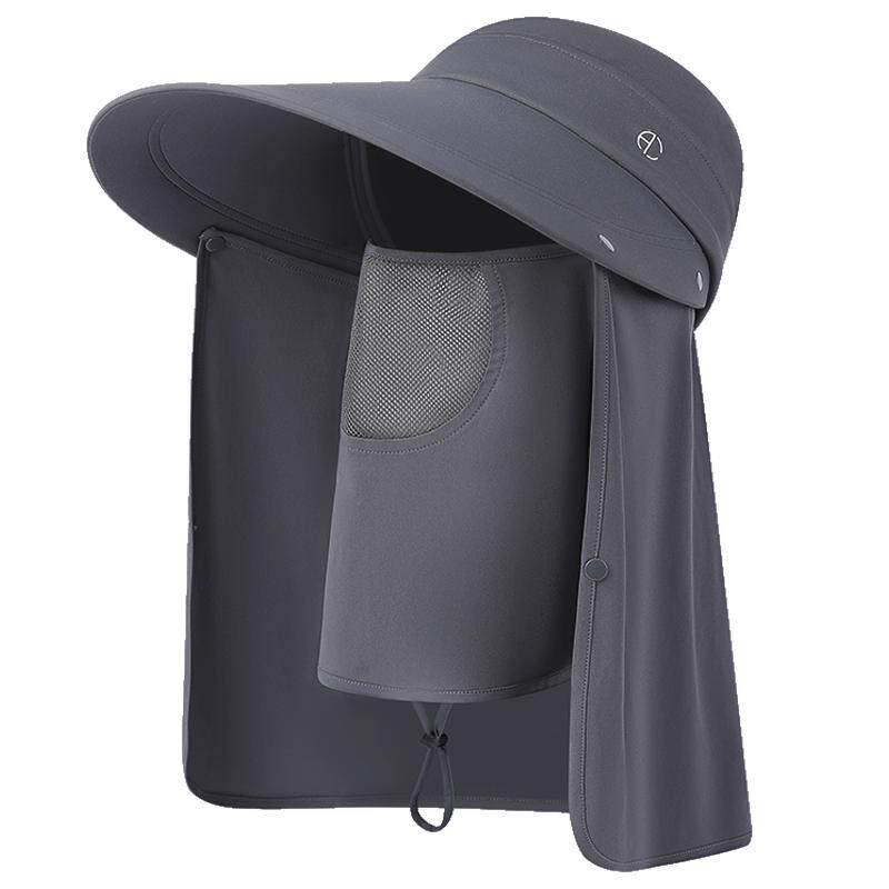 ACUC防晒帽男士大帽檐防紫外线遮阳帽男户外骑车护颈钓鱼帽子新款