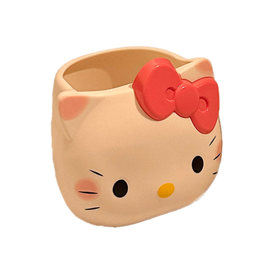 可爱KT猫化妆刷收纳筒桌面文具笔筒多功能化妆品收纳盒置物架摆件