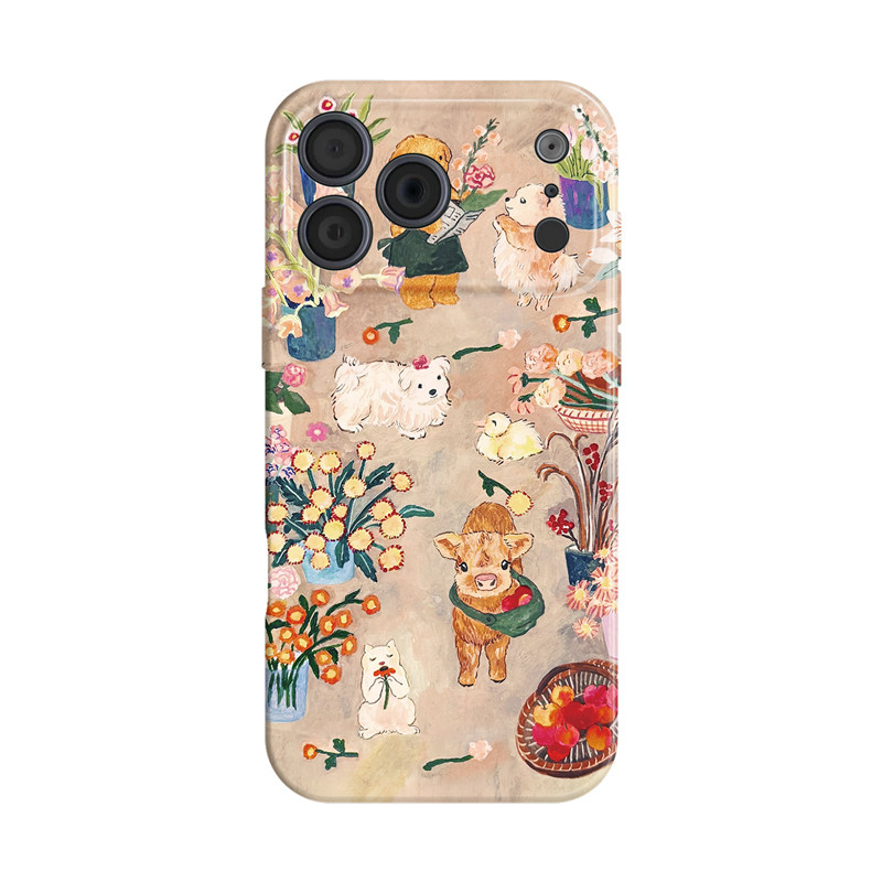 鲜花集市~ins适用iphone手机壳17promax苹果16mate80华为p70清新nova14小米15治愈oppofindx8油画vivo荣耀400