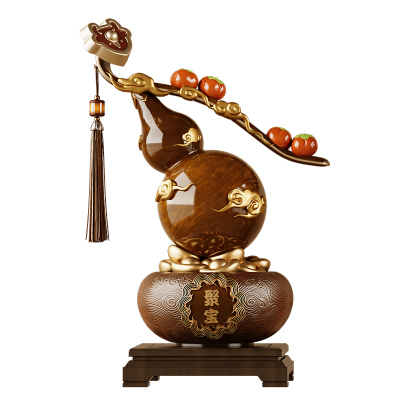 柿柿如意葫芦聚宝盆摆件搬家礼物