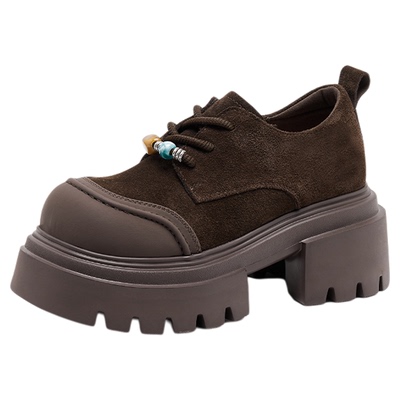 LeeCooper时尚单鞋女2026新款春季复古绒面女鞋厚底7cm增高休闲鞋