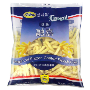 融嘉裹粉粗薯条2kg3/8爱味客悦脆冷冻薯条半成品油炸小吃西餐商用