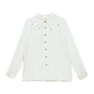 it'real瑞尔秋季新款文艺法式休闲翻领长袖衬衫女装上衣