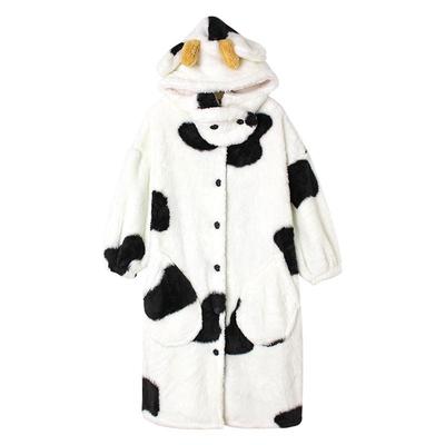 可爱风奶牛秋冬季珊瑚绒家居服