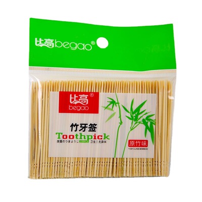 比高牙签家用单头细牙签1000支酒店环保餐厅小包装牙签便携袋装竹