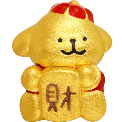 潮宏基线条小狗福气满满足金串珠黄金转运珠5D硬金鎏彩生日送礼XL